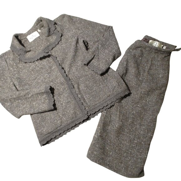 Valentino Skirt Suit Set Sz 12 Wool Angora Blend Brown Tweed Italy Authenticate - Picture 2 of 16